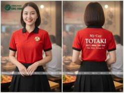 may áo đồng phục quán ăn